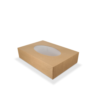 kraft cateringdoos met PLA venster 36x25x8cm