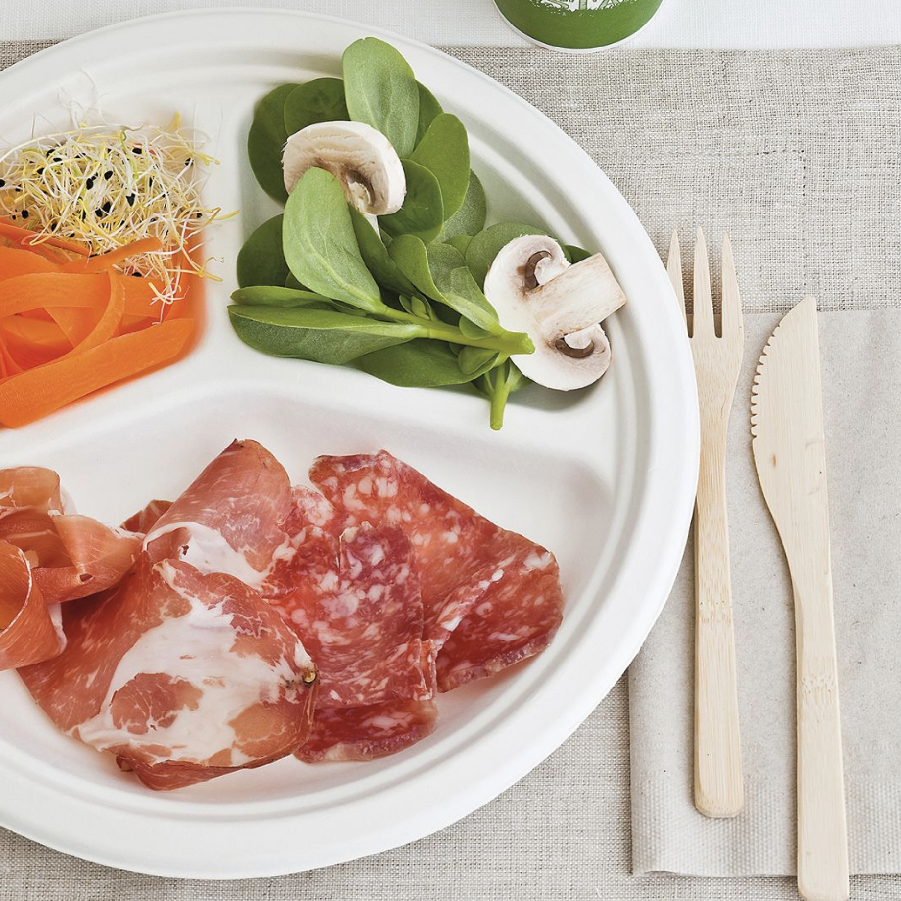 suikerriet bord 26cm rond 3-vaks